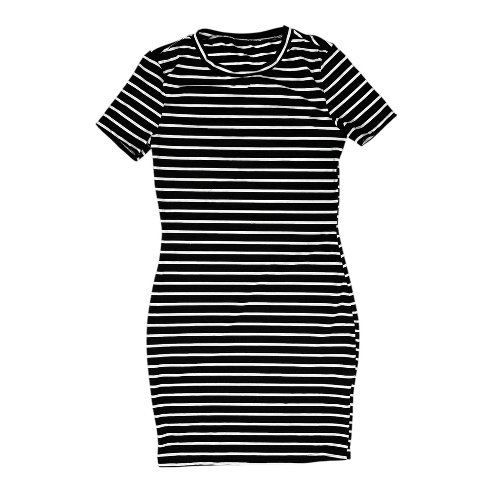 Shein Womens Size Medium Striped Short Sleeve Bodycon Dress